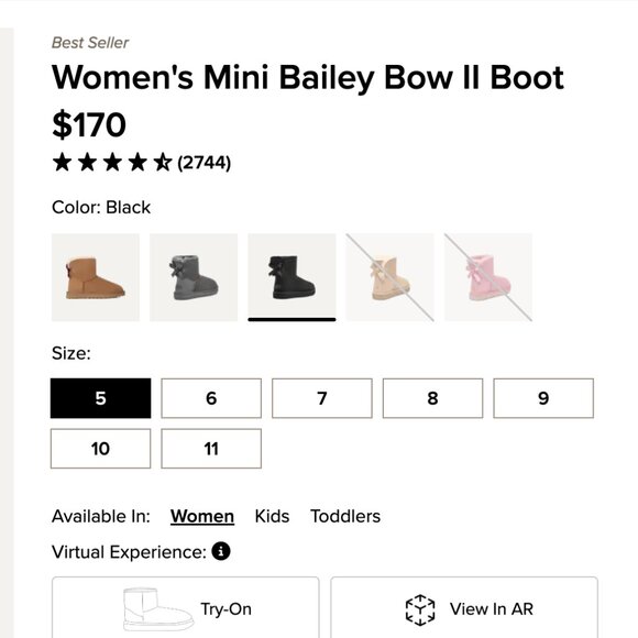 UGG Mini Bailey Bow II Boot Black Size 5 in Box - Picture 7 of 7